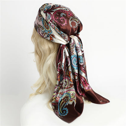 Neckerchief Shawl Wraps Print Silk Satin Scarf