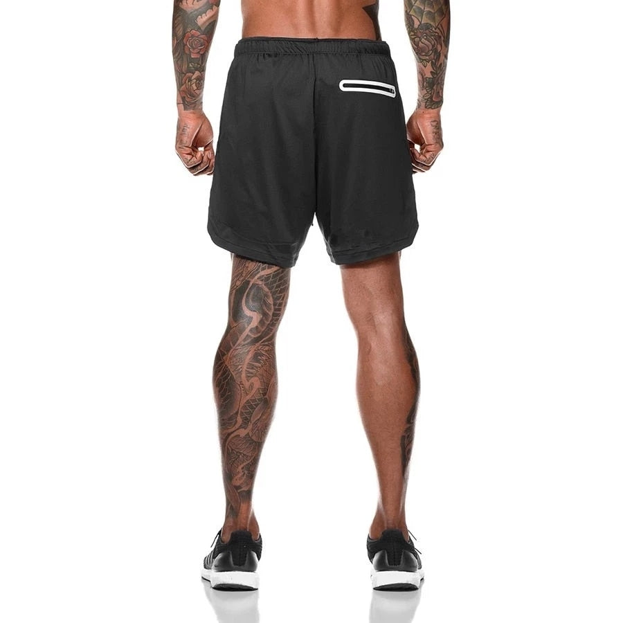 Sport Shorts Men Sportswear Double-deck Running Pants