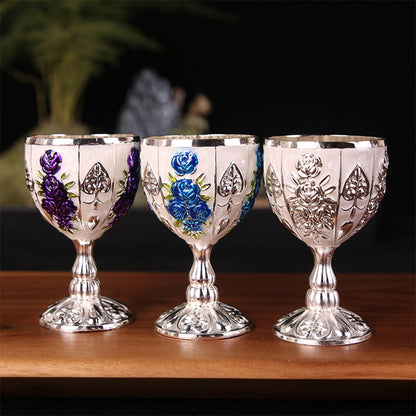 30/40ML Aluminum Alloy Glasses Retro Tableware Goblet Vintage European Style Spirit Champagne Glasses Bar Home Decor