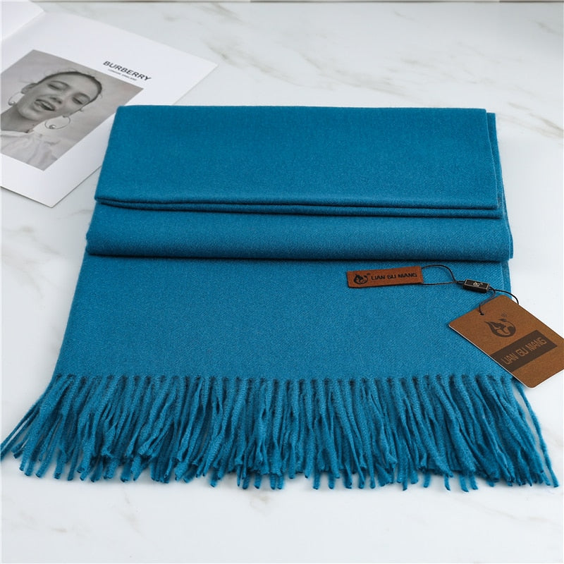 Winter Cashmere Scarf Women Thick Warm Pashmina Scarves