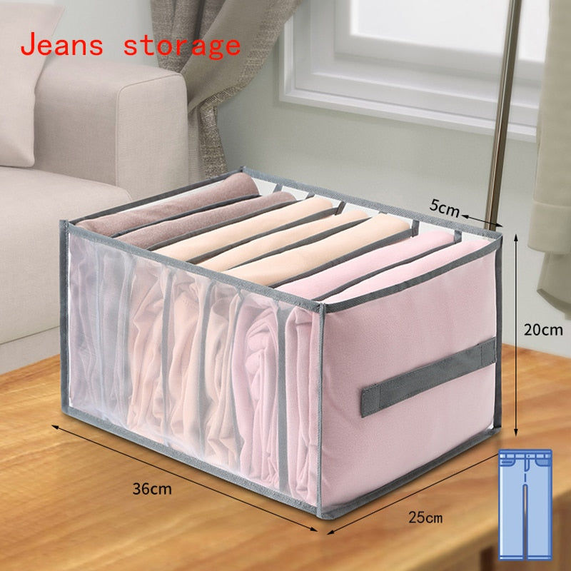 Jeans Fach Lagerung Box Closet Kleidung Schublade Mesh Trennung Box Stapeln Hosen Schublade Teiler Kann Gewaschen Startseite Organizer
