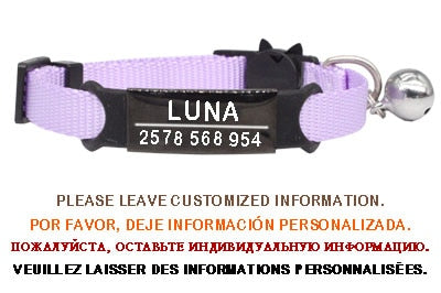 Personalized ID Tag Cat Collar Bell Engraving Safety Breakaway