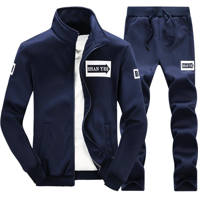 Tracksuits Men Polyester Sweatshirt Sport Fleece 2023 Gyms Spring Jacket + Pants Casual Men's Track Suit Sportswear Fitness