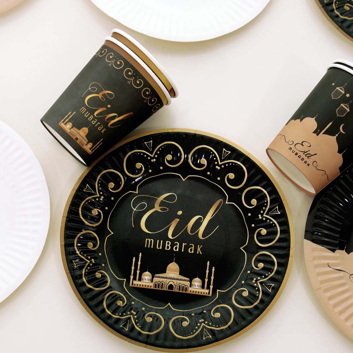 Eid Mubarak Banner Bunting Balloons Plates Napkins Tablecloth Kareem Ramadan Decoration Muslim Islamic Festival Party Supplies