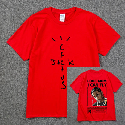 Fashion Hip Hop Men T-shirt Tour Short Sleeve CACTUS JACK Print Kanye West Basic Couple Loose Short Sleeve T-Shirt