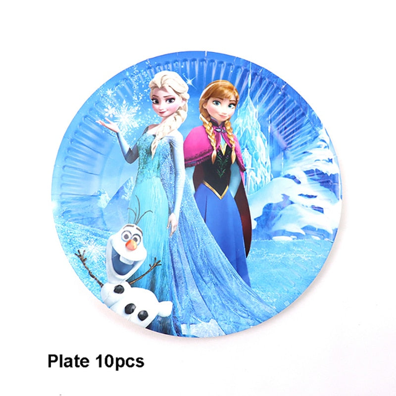 Frozen Anna Elsa Princess Birthday Party Decorations Kids Disposable Tableware Plates Cups Napkins Balloons Baby Party Supplies