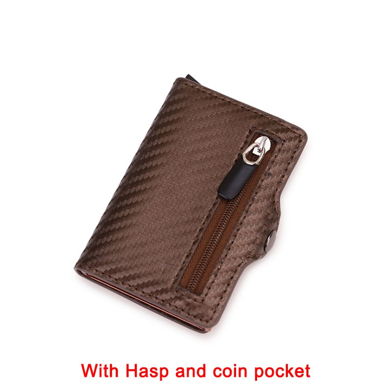 Carbon Fiber Rfid Card Holder Men Wallets Money Bag Zipper Purse Small Leather Mini Slim Wallets Vallet Carteira Masculina