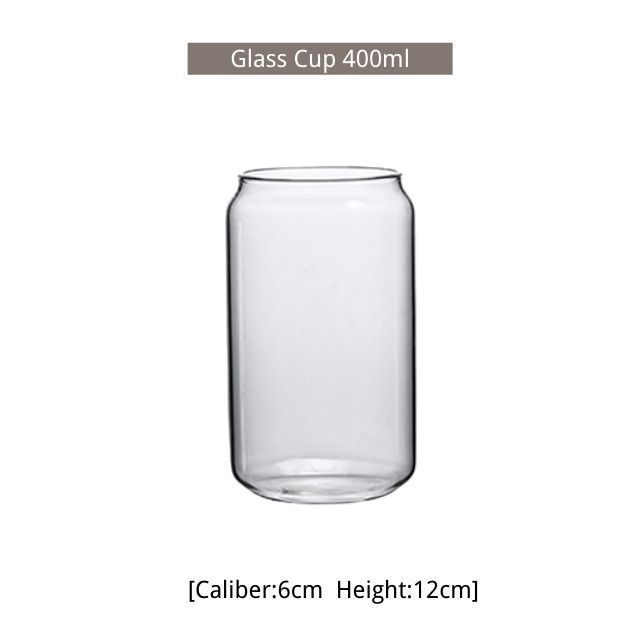 550ml/400ml Glass Cup With Lid and Straw Transparent Bubble Tea Cup Juice Glass Beer Can Milk Mocha Cups Breakfast Mug Drink