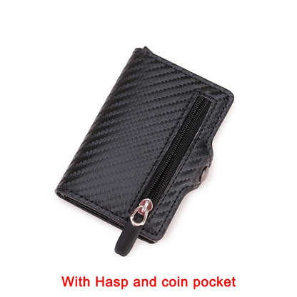 Carbon Fiber Rfid Card Holder Men Wallets Money Bag Zipper Purse Small Leather Mini Slim Wallets Vallet Carteira Masculina