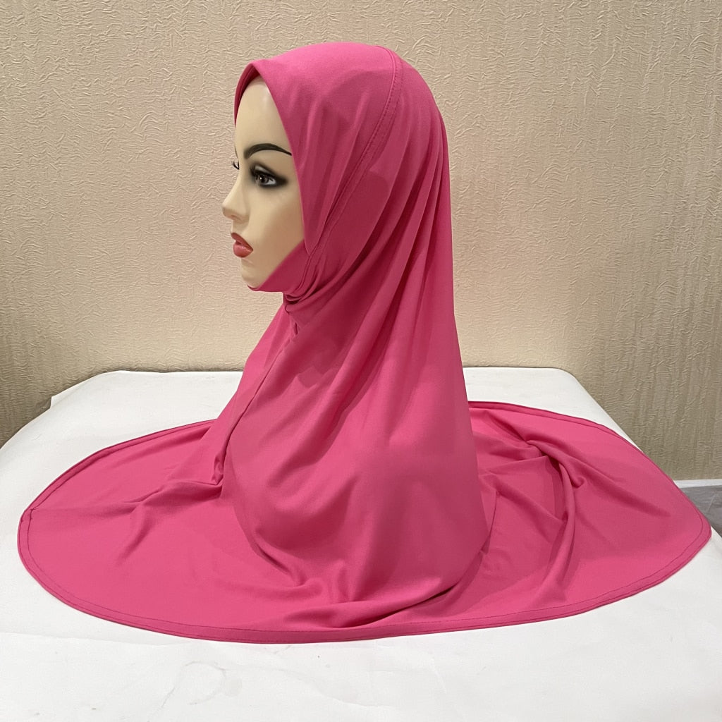 H124 plain big size muslim hijab with chin part top quality Hijab