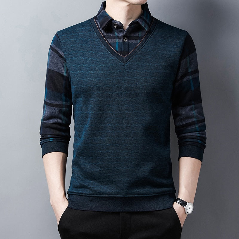 Sweater Fleece Thickened Knitted Men Clothing