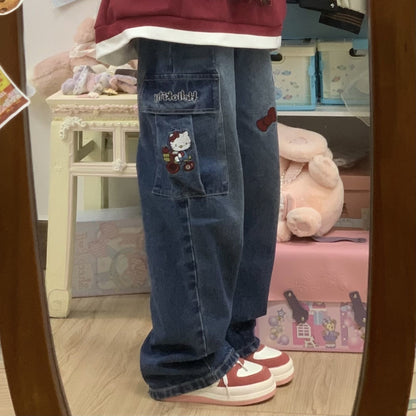 Y2k Denim Clothes Women Jeans Fashion Wide Leg Pants Streetwear Vintage Trousers Female Anime Straight Jeans