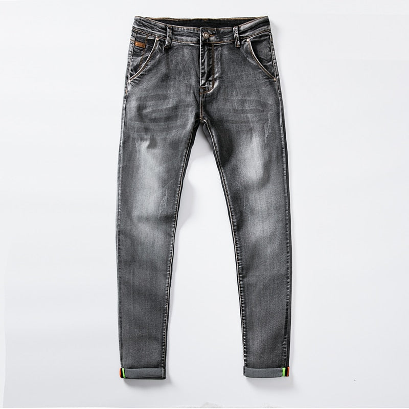 7 farbe Männer Stretch Dünne Jeans Mode Lässig Slim Fit Denim Hose Männlich Grau Schwarz Khaki Weiß Hosen Marke