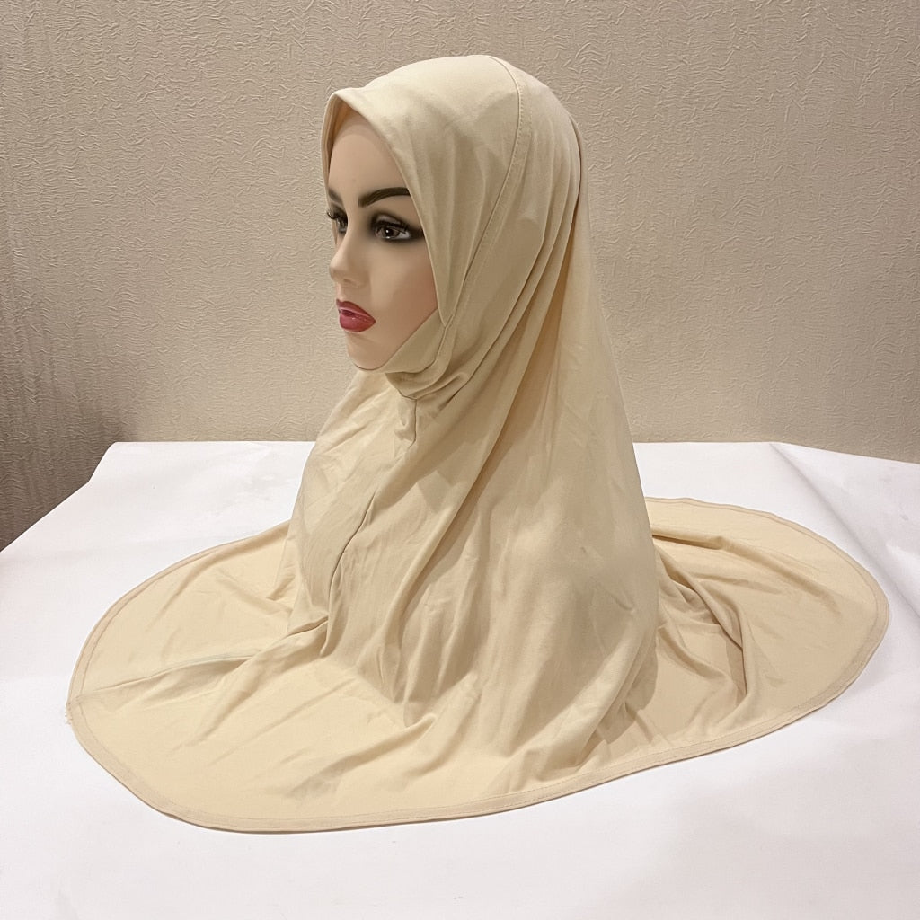 H124 plain big size muslim hijab with chin part top quality Hijab