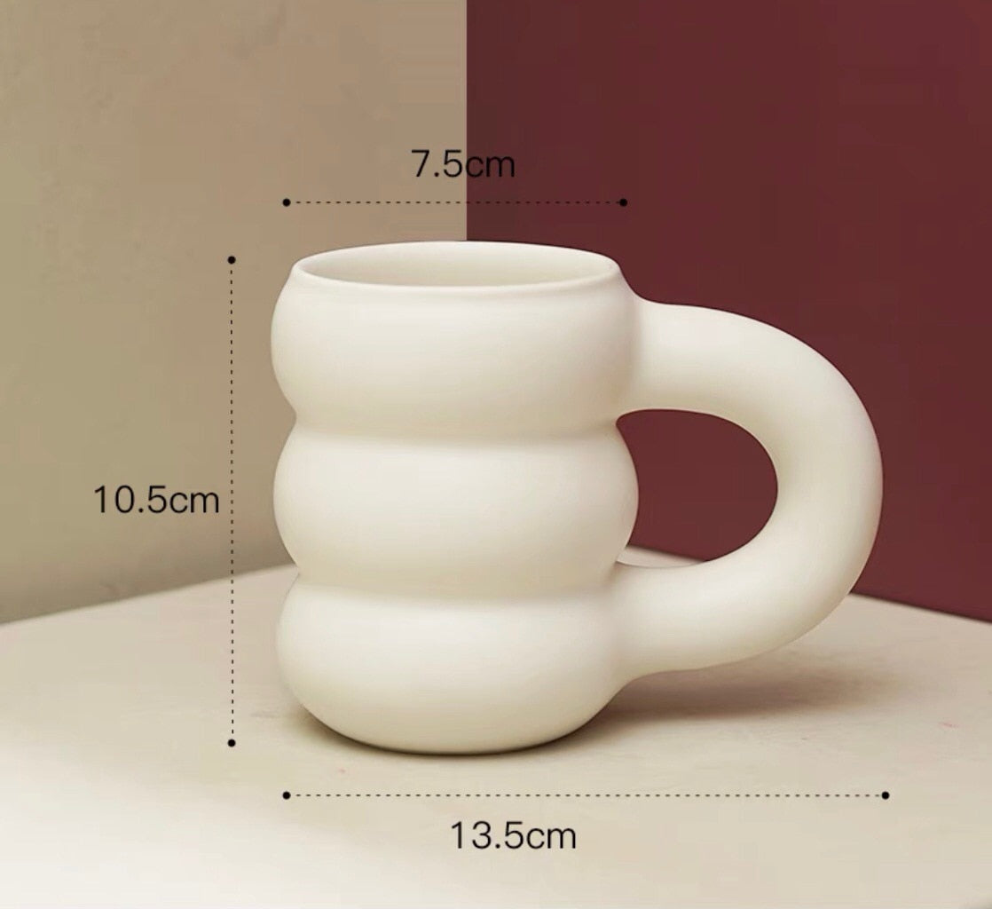 Creative Water Cup Ceramic Mug Nordic Coffee Cups with Big Handrip Colored Ceramic Large Juice Cups