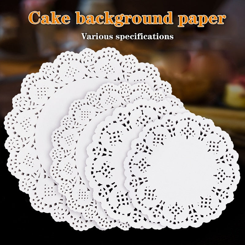 100 stücke Weiß Runde Papier Deckchen Deckchen Spitze Tischsets für Tische Hochzeit Weihnachten Geburtstag Party Kuchen Tischset Tisch Dekoration