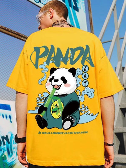 Kawaii Vintage Anime panda Print T Shirt Lustige Männer Sommer