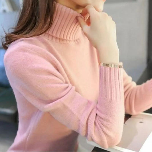 Women Turtleneck Sweater Pure Color Loose New Trend