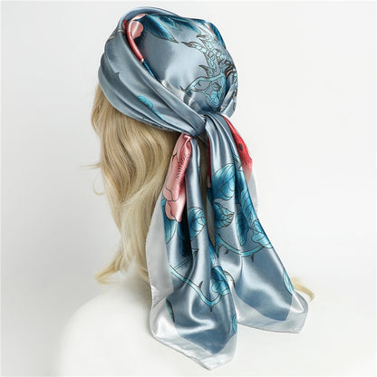 Neckerchief Shawl Wraps Print Silk Satin Scarf