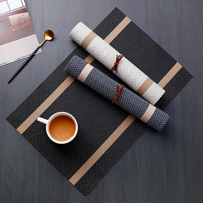Set of 4 PVC Placemat for Dining Table Mat Set Linen Place Mat Accessories Cup Wine Decorative Mat Placemats for table