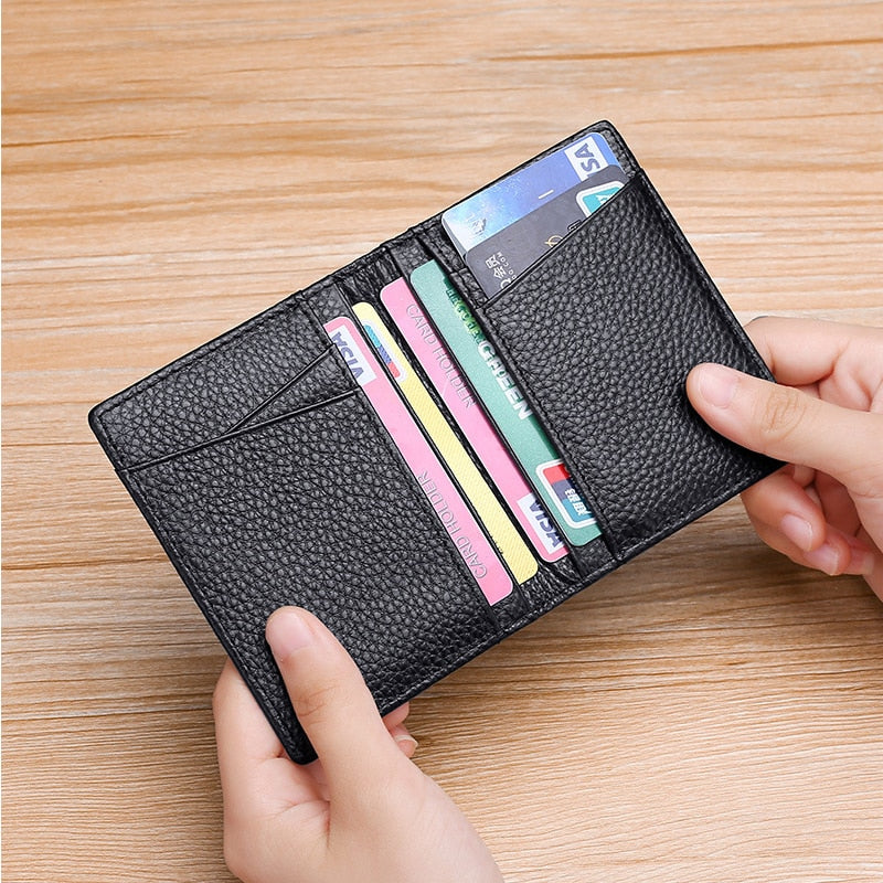 Buylor Men's Wallet Soft Super Slim Wallet Genuine Leather Mini Credit Card Holder Wallet Thin Card Purse Small Bags for Women