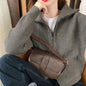 Autumn Vintage Zipper Solid Loose Long Sleeve Tops Knitwear Chic