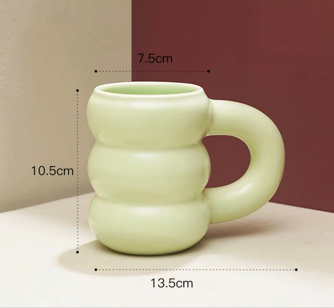 Creative Water Cup Ceramic Mug Nordic Coffee Cups with Big Handrip Colored Ceramic Large Juice Cups