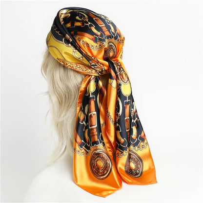 Neckerchief Shawl Wraps Print Silk Satin Scarf