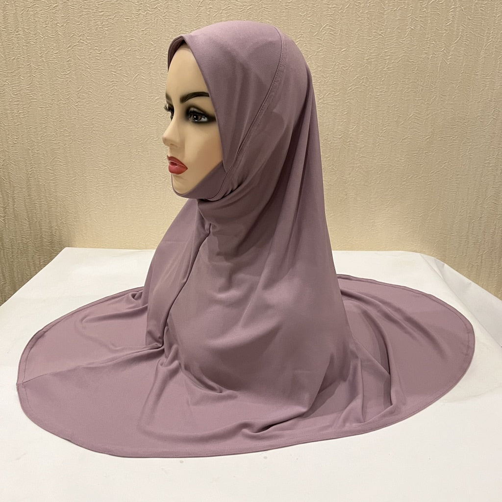 H124 plain big size muslim hijab with chin part top quality Hijab