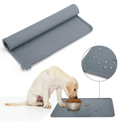 Silicone Dog Cat Bowl Mat with High Lips Non-Stick Waterproof Food Feeding Pad Puppy Feeder Tray Water Cushion Placemat