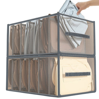 Jeans Compartment Storage Box Closet Clothes Drawer Mesh Separation Box Stacking Pants Drawer Divider Can Washed Home Organizer