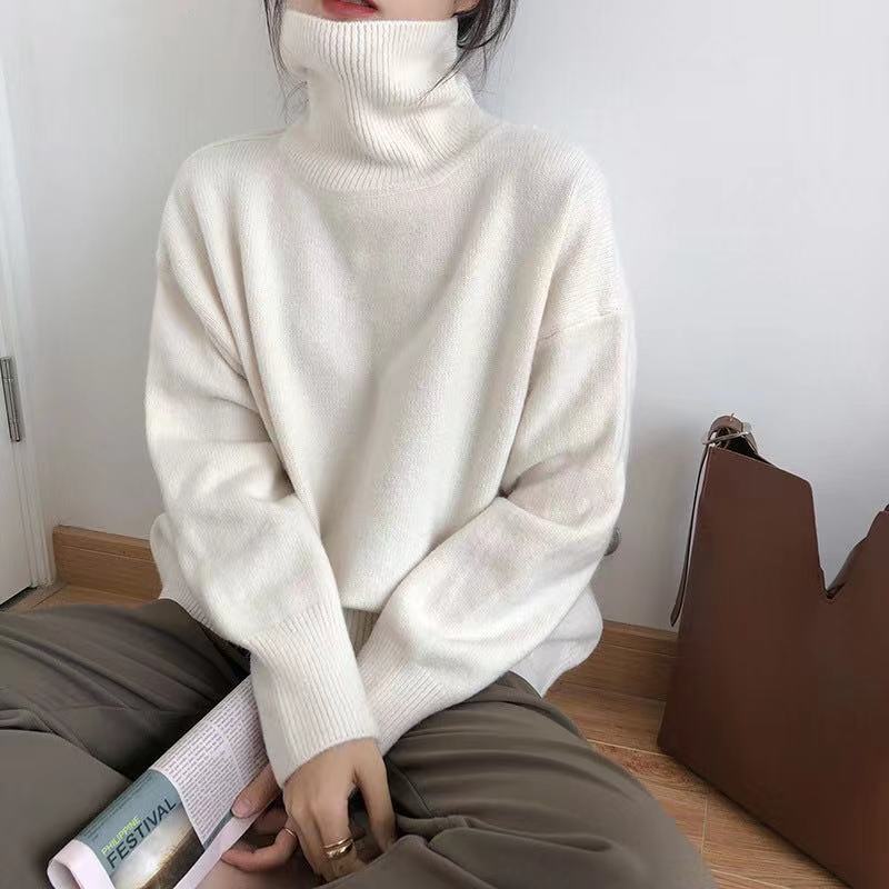 Cashmere Elegant Turtle Neck Women Sweater Soft Knitted Basic