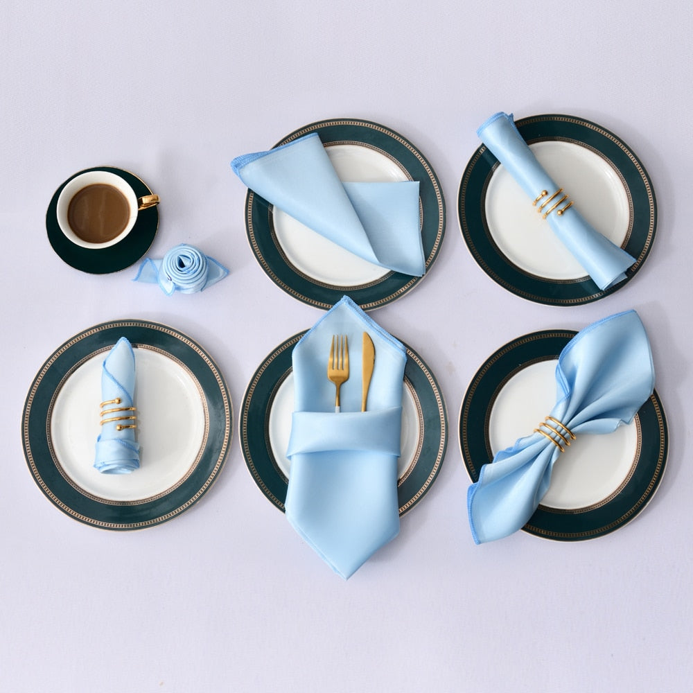 12pcs Hemstitched Square Napkins 30x30cm Satin Cocktail Napkin for Party Wedding Tablecloth Soft Kitchen Dinner Napkins