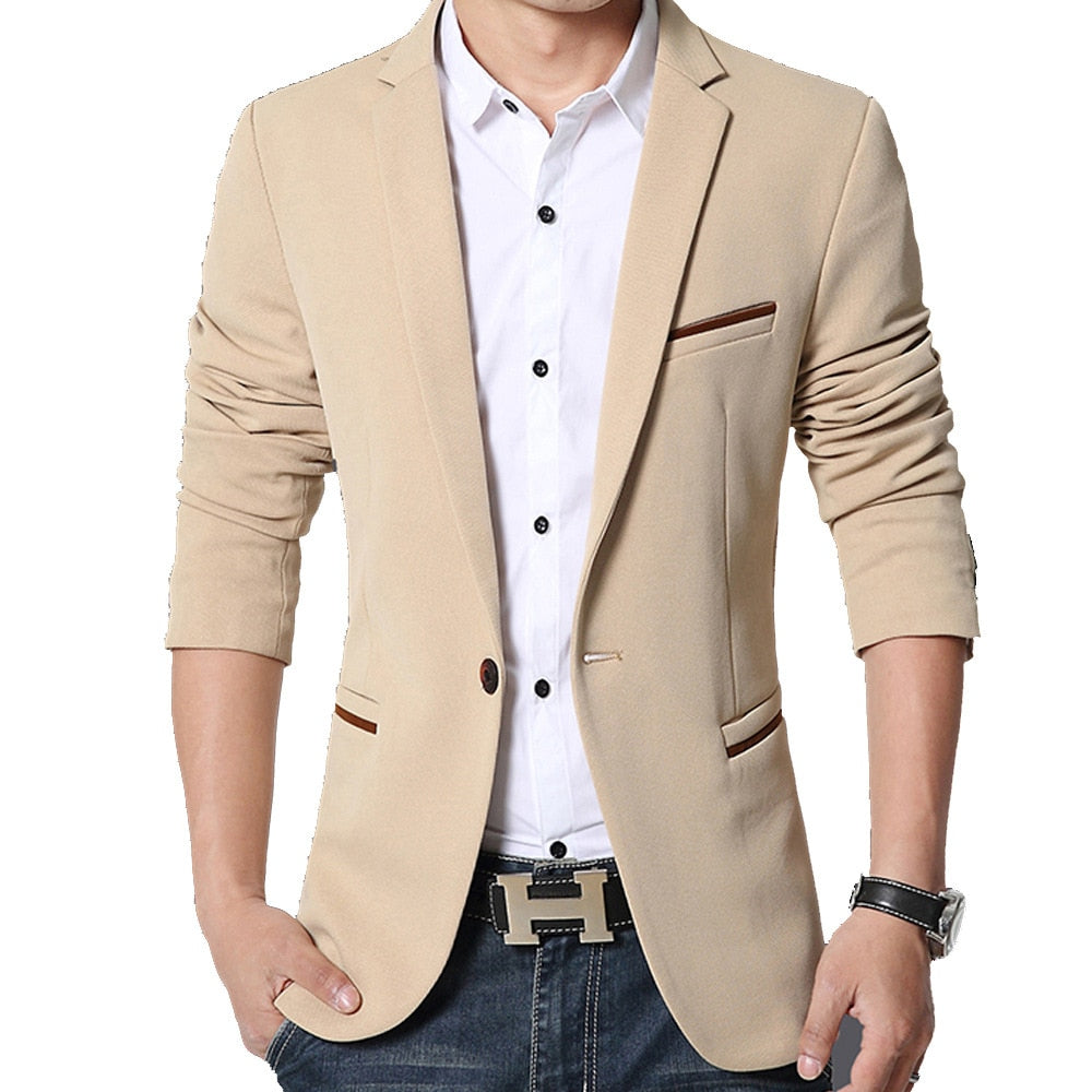 Brand Mens Casual Blazer Autumn Spring Fashion Slim Suit Jacket