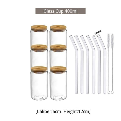 550ml/400ml Glas Tasse Mit Deckel und Stroh Transparent Blase Tee Tasse Saft Glas Bier Können Milch mokka Tassen Frühstück Becher Drink