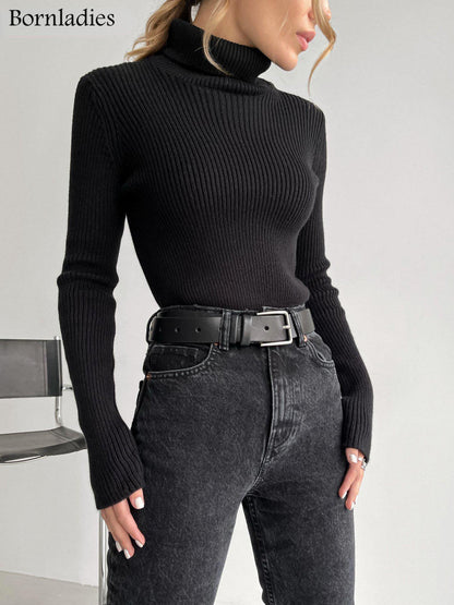 Basic Turtleneck Sweater Women Pullover Autumn Winter Tops Slim