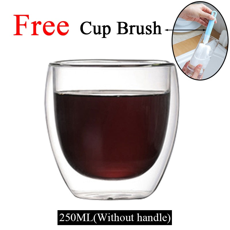 Double Wall High Borosilicate Glass Mug Heat Resistant Tea Milk Lemon Juice Coffee Water Cup Bar Drink Lover Gift Creativity