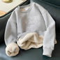 Winter Fleece Thickened Sweatshirts Male Retro Casual O-neck Long Sleeve Hoodie Tops