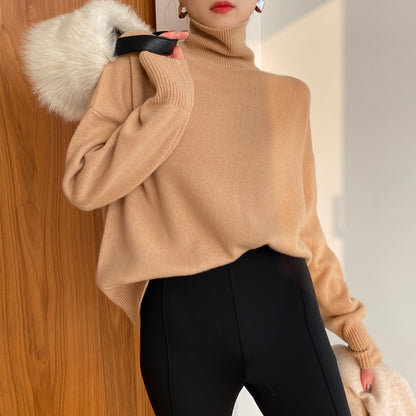 Basic Turtle Neck Knitted Sweater Women Winter Elegant Thick