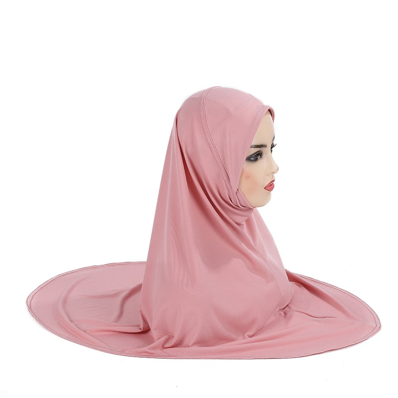 H124 plain big size muslim hijab with chin part top quality Hijab