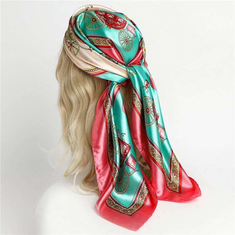 Neckerchief Shawl Wraps Print Silk Satin Scarf