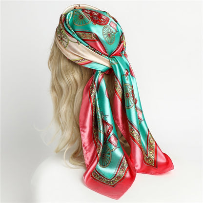 Neckerchief Shawl Wraps Print Silk Satin Scarf