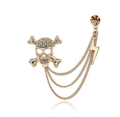 Korean British Style Crown Bird Brooch Cross Suit Tassel Chain Lapel Pin Angle Wing Badge Retro Female Corsage Men Accessories