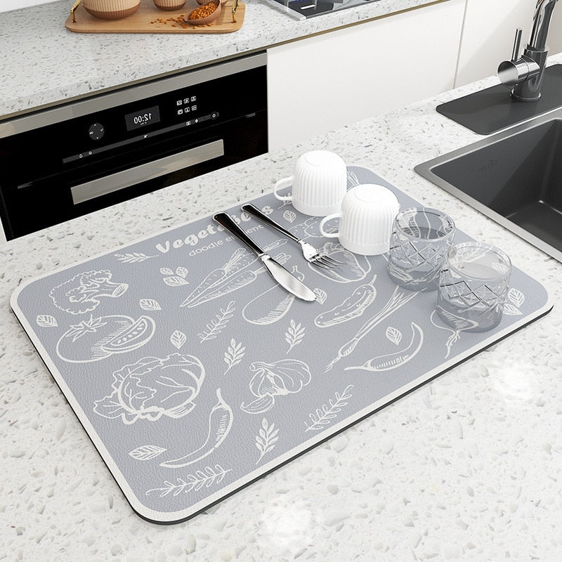 Drain Pad Rubber Dish Drying Mat Super Absorbent Drainer Mats Tableware Bottle Rugs Kitchen Dinnerware Placemat