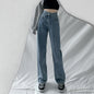 Jeans Frauen weites Bein Hosen Mutter Femme schwarz blau Jeans hohe Taille Frau Hose Kleidung Pantalones Spodnie Damskie