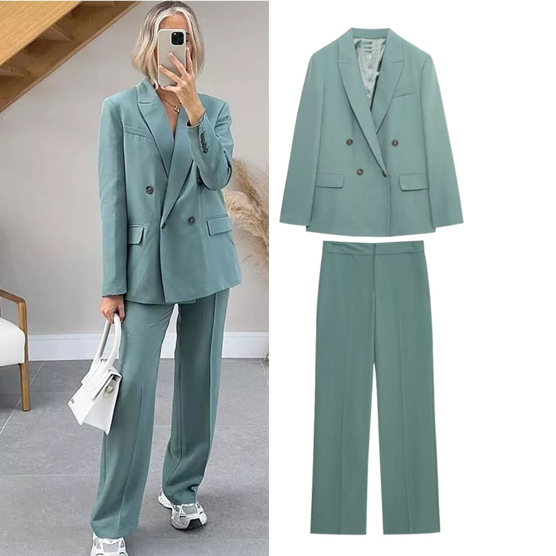 Traf spring pants sets neue mode anzüge schicke schlanke frauen zweiteiliger set blazer gerade freizeit party jugend zweiteiliger set anzug