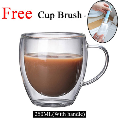 Double Wall High Borosilicate Glass Mug Heat Resistant Tea Milk Lemon Juice Coffee Water Cup Bar Drink Lover Gift Creativity
