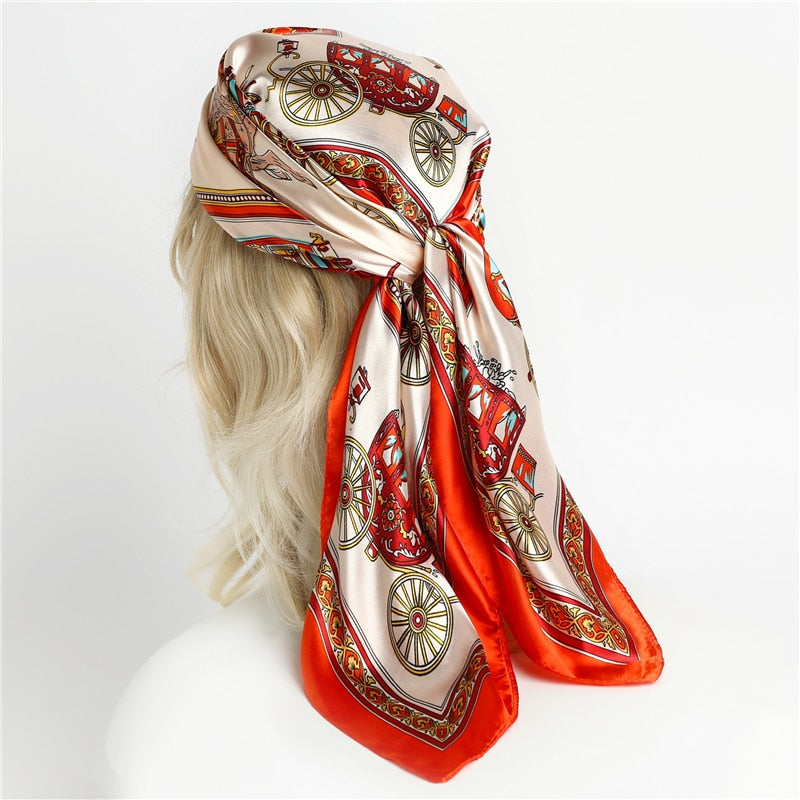 Neckerchief Shawl Wraps Print Silk Satin Scarf