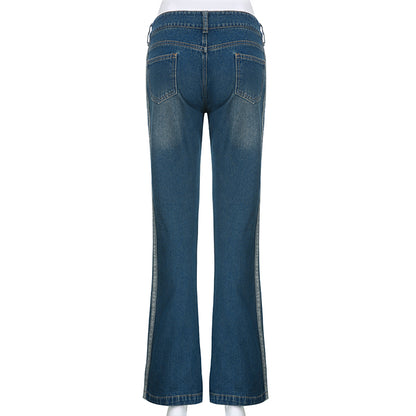 Rockmore Vintage Jeans für Frauen ästhetischen Low Rise Flare Hosen Mode cyber y2k Streetwear Denim