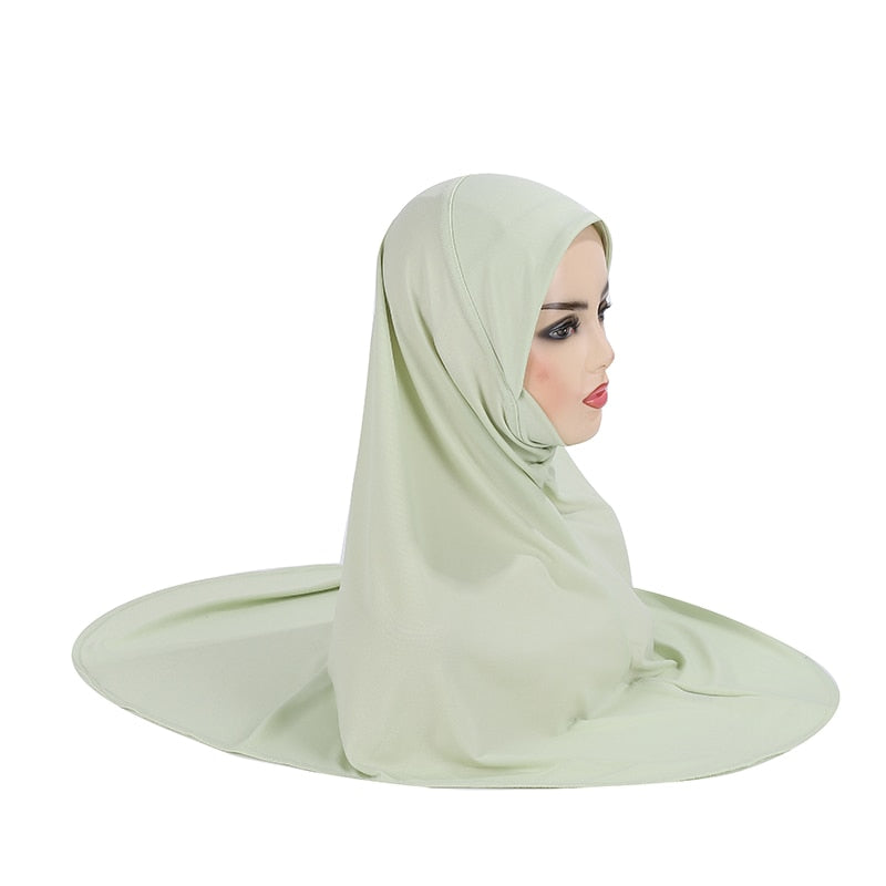 H124 plain big size muslim hijab with chin part top quality Hijab